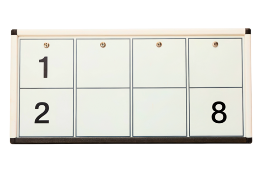 Changeable number display board isolated with transparent background