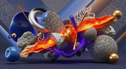 Abstract Dynamic Composition of Textured Geometric Forms