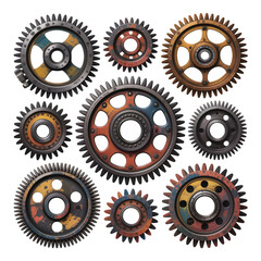 Colorful cogwheel gears machinery industry engineering collaboration teamwork mechanism system process