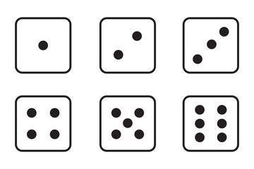 Dice Set vector icon. Game dice. Dice with six faces of cube isolated on white background. 