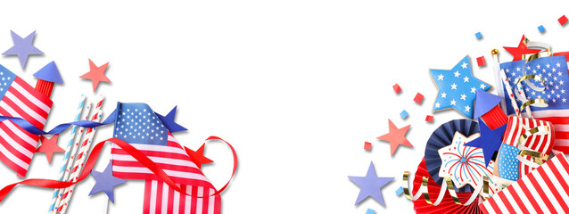 Labor Day decorations feature stars stripes and festive colors