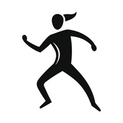 Female runner silhouette in motion on white background