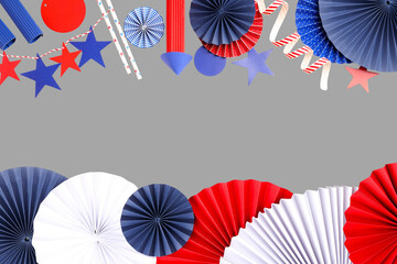 Red, white, and blue elements form a vibrant display