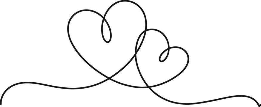 Continuous Line Heart Design with Flowing Shape on a White Background