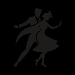 Silhouette of a couple dancing the tango vector illustration
