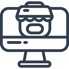 Online shop icon on monitor screen, vector, e-commerce concept