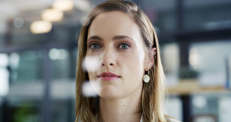 Portrait, confidence and business woman in office as compliance officer with career ambition. About...