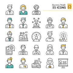 Corporate Team Vector Icons, Diverse Business People Illustrations