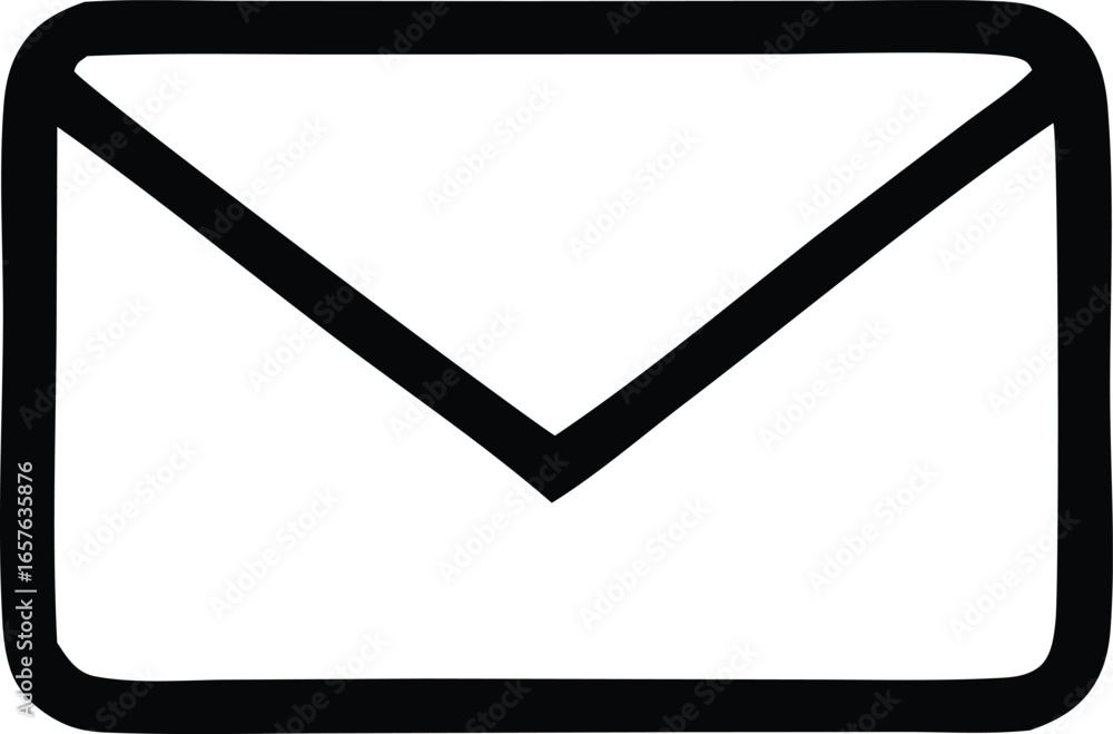 Poster Simple black and white icon representing an open envelope or mail symbol for communication and messaging