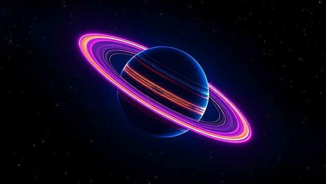 A colorful planet with glowing rings floating in deep space, evoking cosmic wonder and mystery.