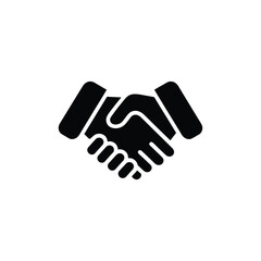 Obraz premium Black and white icon of two hands shaking in agreement