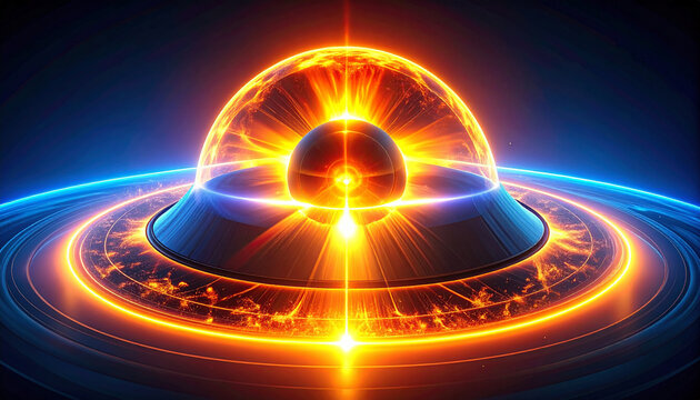 A vibrant digital illustration depicting a glowing energy sphere with radiating light and intricate details.