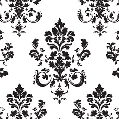 Elegant Black Damask Pattern with Classic Flair