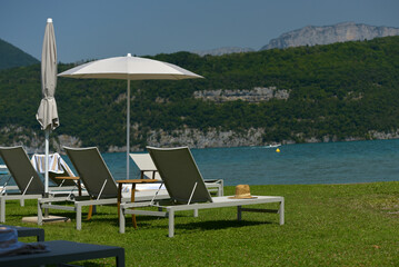 Lac d'Annecy, Duingt, transats et plage