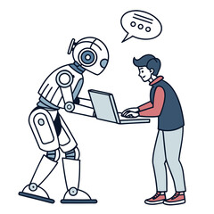 Robot and person collaboration using laptop human technology