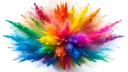 Rainbow dust powder explosion transparent PNG, isolated background. Dynamic blast eruption, vibrant colorful effect, lgbt, party, celebration, festival, color run element white background	
