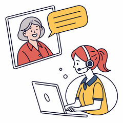 Flat cartoon illustration of people communicating online flat illustration online communication