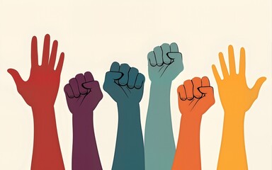 Human Rights Day strong hands silhouette icon set. High quality