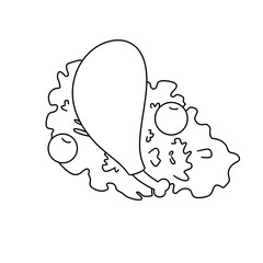A drawing of a chicken leg with a bunch of food on it