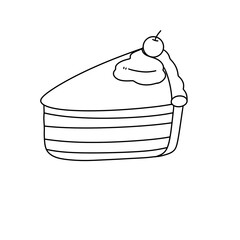 A slice of cake with a cherry on top