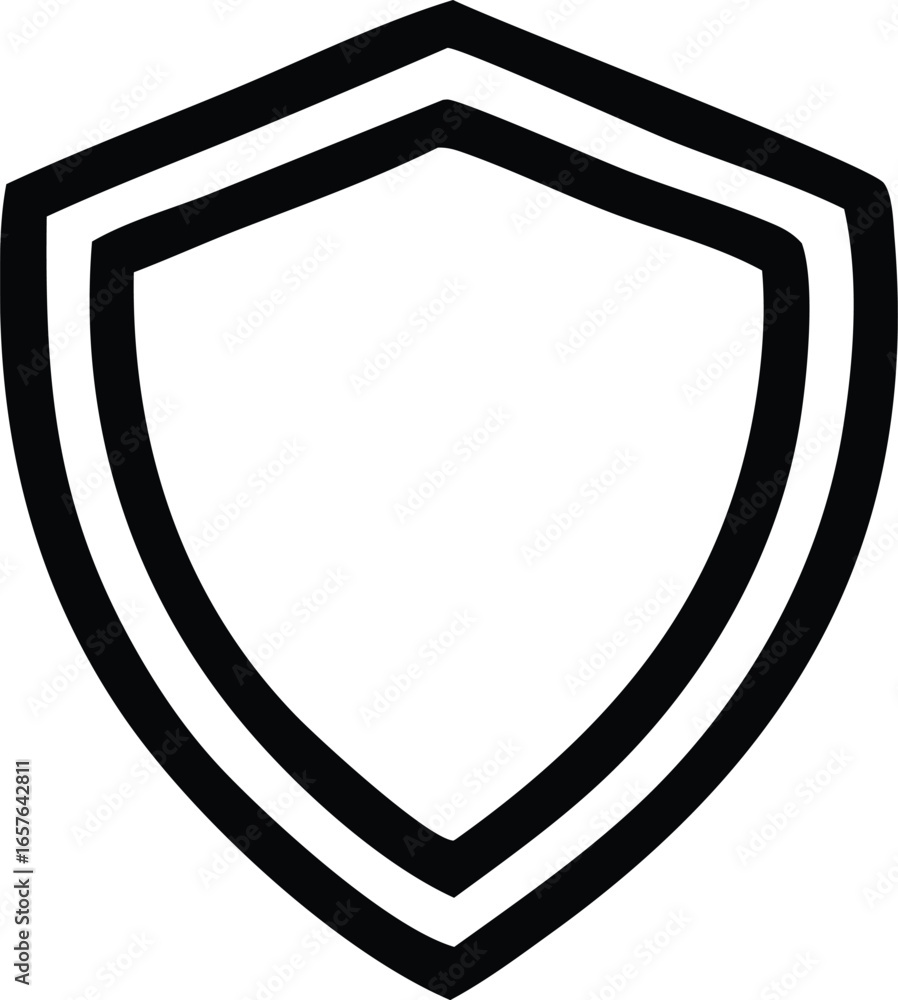 Poster simple black outline of a classic shield shape with double border for security and protection concep