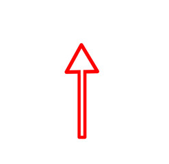 Red upward direction arrow simple navigation pointer graphic element on transparent background