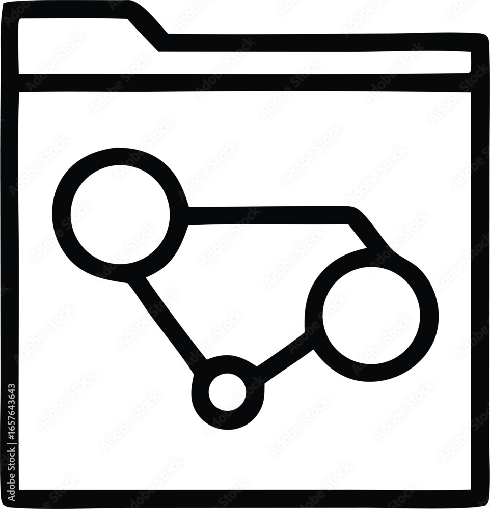 Poster simple black and white icon of a folder containing a network diagram with connected circles represen