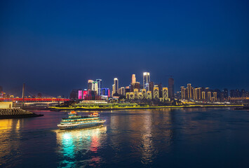Obraz premium The beauty of Chongqing under the brilliant night sky of China
