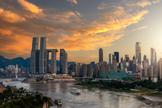 The splendid skyline of the mountain city of Chongqing, China.