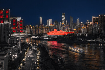 Fototapeta premium Night view and river scenery of Chongqing, China