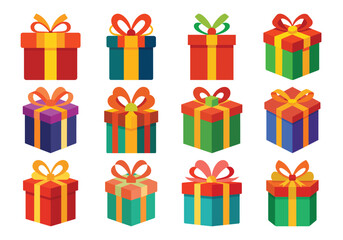Colorful Gift Boxes Collection for Celebrations and Special Occasions Vector