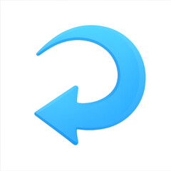 Bright blue undo arrow symbol on a black background