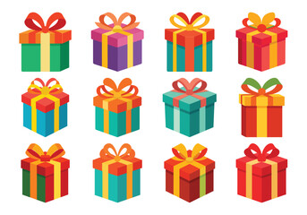 Colorful Gift Boxes Collection for Celebrations and Special Occasions Vector