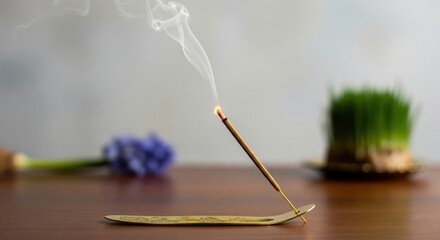 Burning Incense Stick with Smoke
