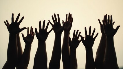 Silhouettes of Little Children Colorful Painted Hands &ndash; Artistic Rainbow Splash Body Paint Design