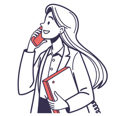 Cartoon businesswoman talking on phone holding folder vector