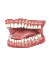 Obraz premium Detailed Drawing of Human Teeth and Gums Anatomy Illustration