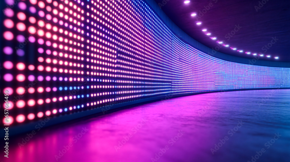 Poster authentic concave led display for a wall or platform. large tv display depicted in a vector illustra