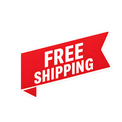 Red banner with white text announcing free shipping for customers