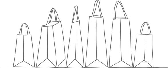 Line Art of Eco Shopping Bags with Transparent Background