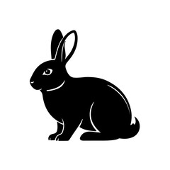 Obraz premium Black and White Rabbit Vector Icon A cute and minimalist vector icon of a rabbit, designed in a simple black-and-white style. This icon is perfect for a variety of projects, including animal themes