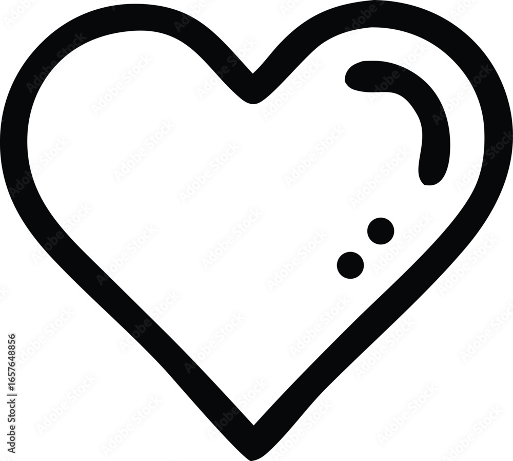 Poster simple hand drawn outline of a heart symbol with a glossy effect and subtle shading