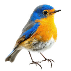 Fototapeta premium and keyword list based on the image.. Bird Poses. Small Colorful Bird Standing on a Branch Outside in Nature