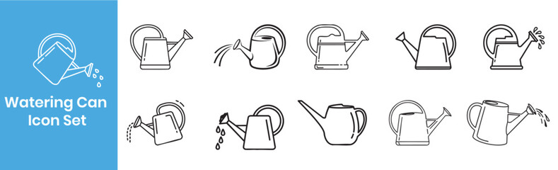 Hand-Drawn Watering Can Icon Set