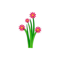 Fresh Green Grass and Colorful Flowers Illustration