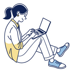 Young woman typing on laptop wearing casual clothes sitting