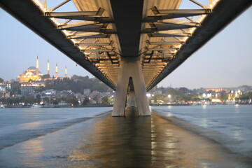 Golden Horn metro bridge and its view
