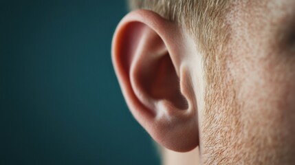 Young light-skinned man in clinical setting, neutral mood close-up