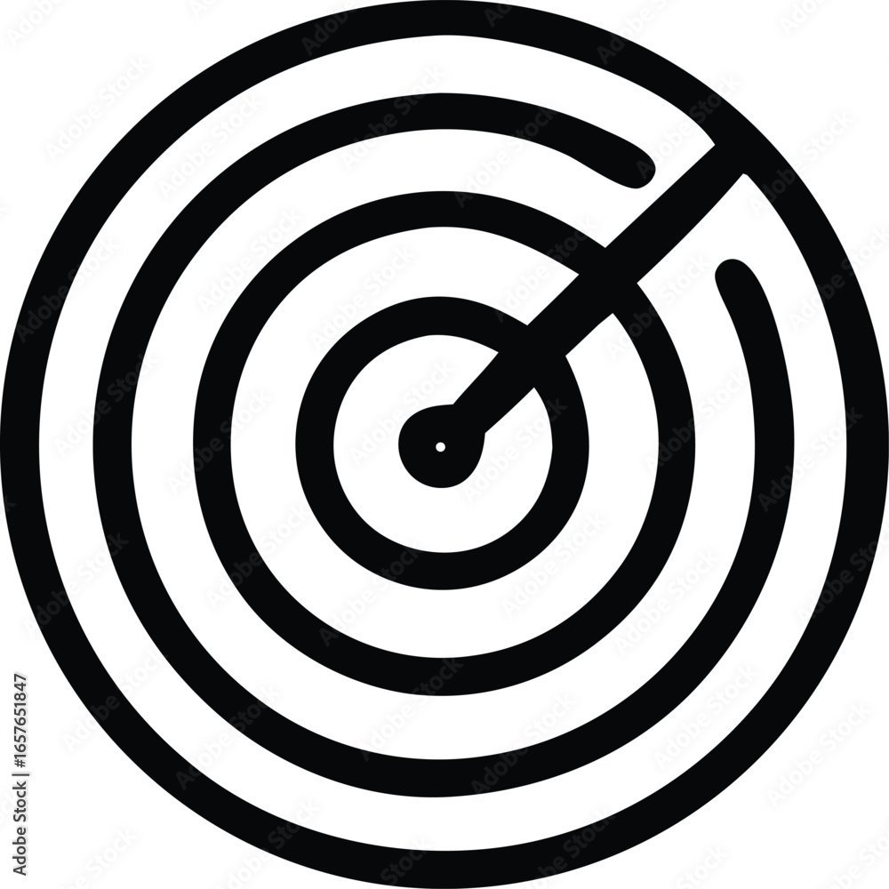 Poster abstract circular radar screen graphic with a sweeping line indicating detection and targeting capab