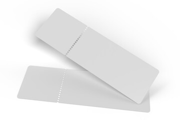 3D Realistic empty event tickets mockup isolated on background. Blank template for showcasing your...